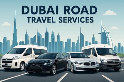 Dubai road travel services featuring modern vehicles