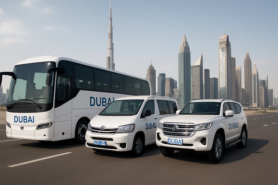 Modern vehicle fleet for Dubai road travel services